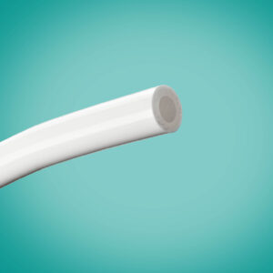 Image of a single piece of APSH-DB tubing on a teal background