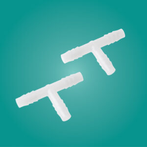 Thermobarb T-shaped fittings on teal background