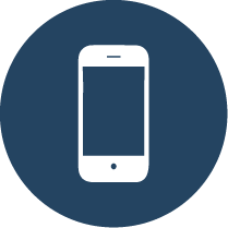 Phone Icon - White mobile phone on a dark blue circle